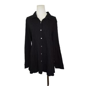Women's MarlaWynne  Black Polyester Blend Button Up Shirt - Size 1X